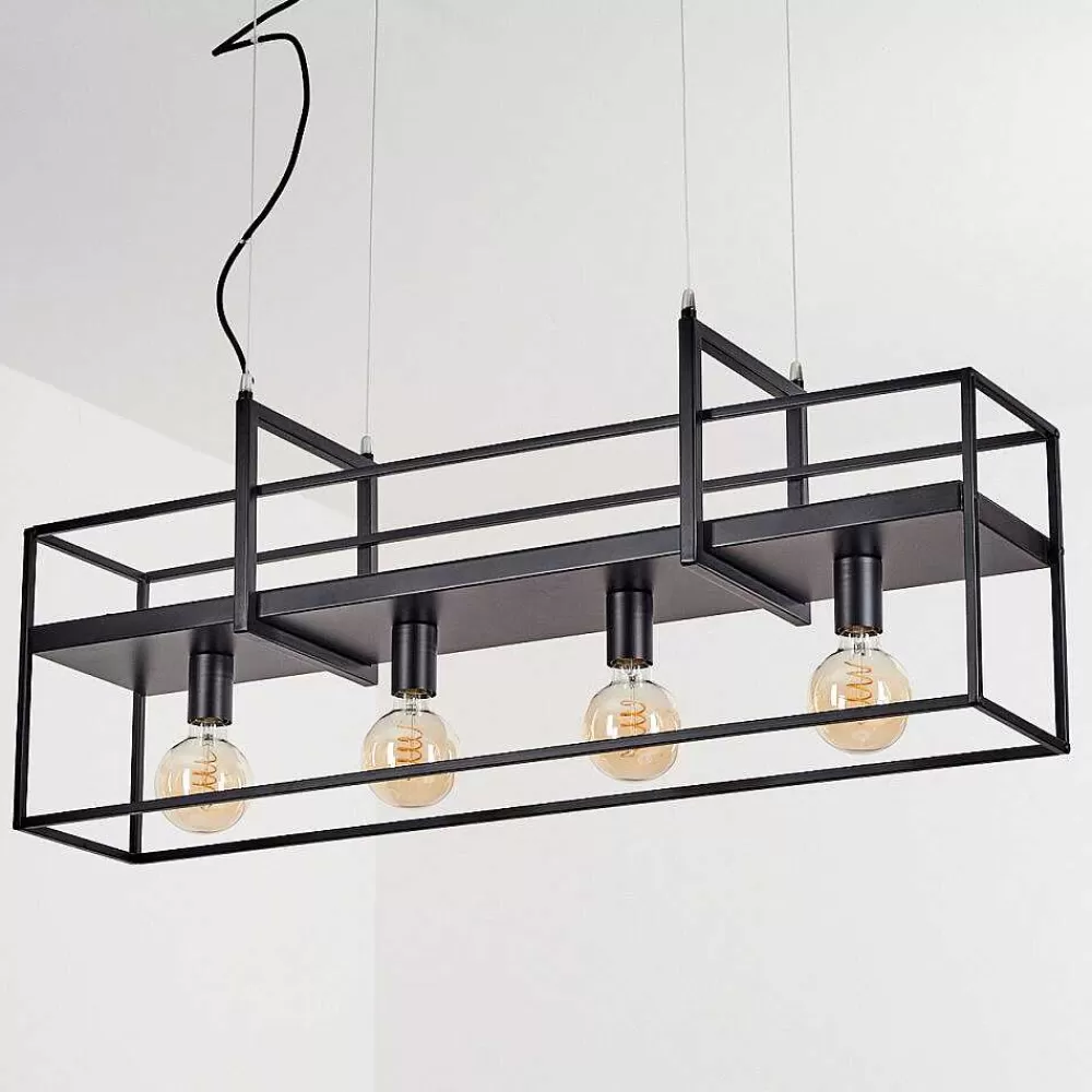 hofstein Suspension Victorine Chrome, Noir, 4 Lumieres