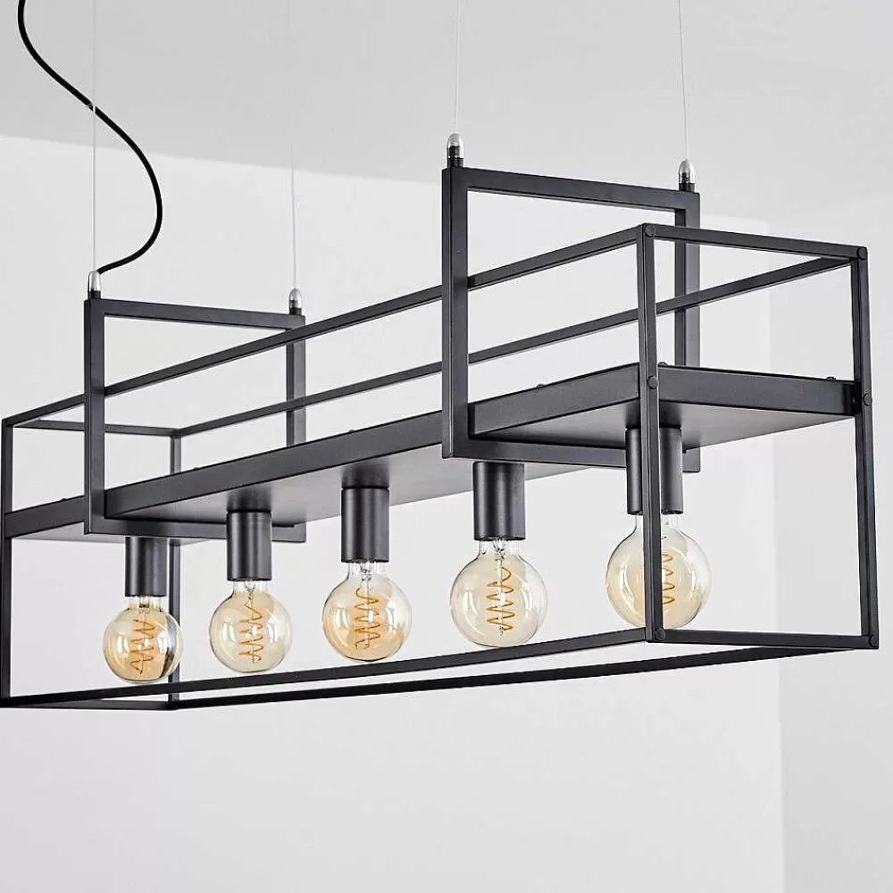 hofstein Suspension Victorine Chrome, Noir, 5 Lumieres