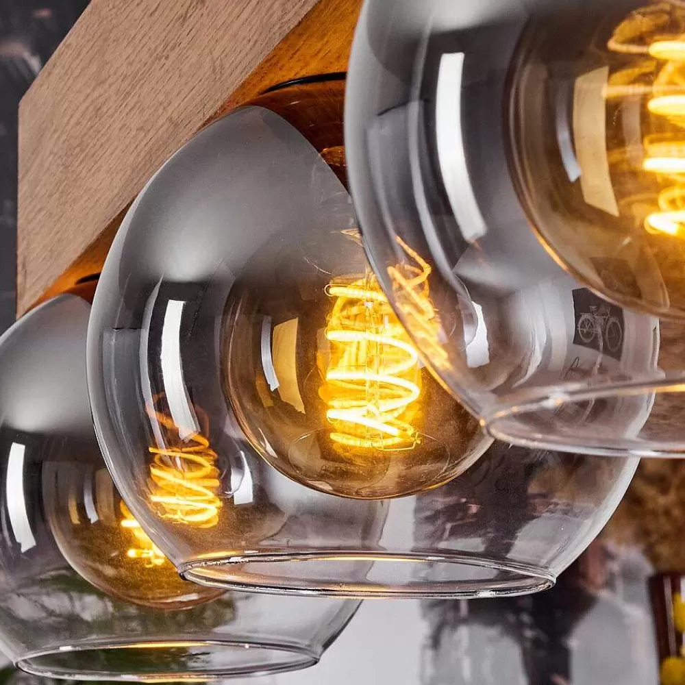 hofstein Suspension Vouhet Brun, Couleur Bois, Noir, 5 Lumieres