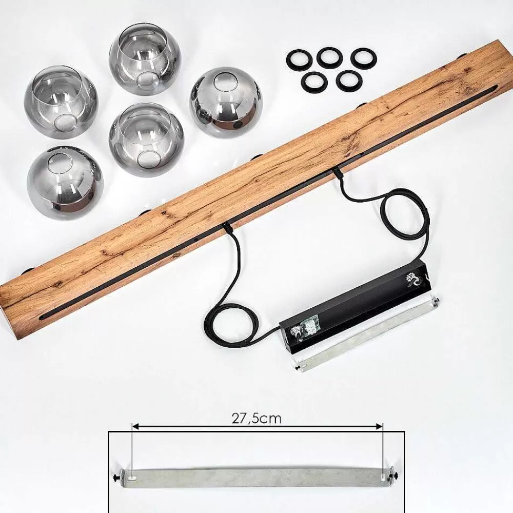 hofstein Suspension Vouhet Brun, Couleur Bois, Noir, 5 Lumieres