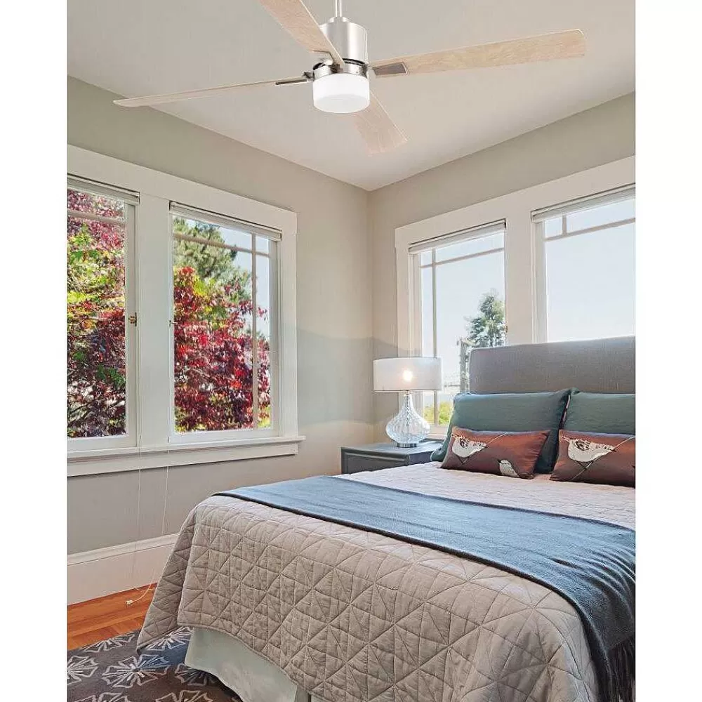 Luminaires Faro Barcelona Ventilateur De Plafond A Lampe Faro Barcelona Palk Nickel Mat, 2 Lumieres
