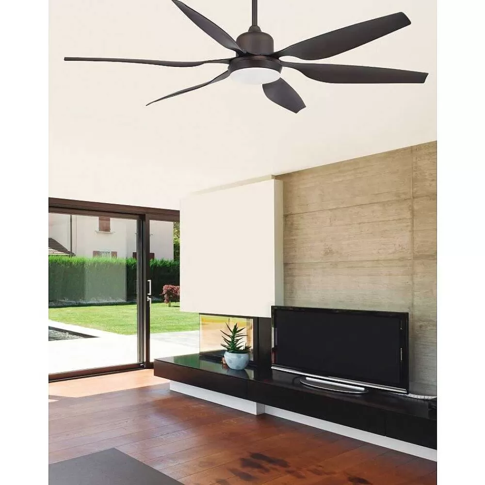 Luminaires Faro Barcelona Ventilateur De Plafond A Lampe Faro Barcelona Tilos Brun, 2 Lumieres