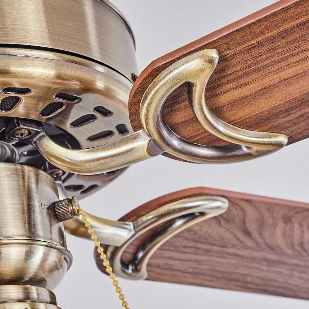 hofstein Ventilateur De Plafond Apiao Brun, Brun Clair, Couleur Bois, Argente, 1 Lumiere