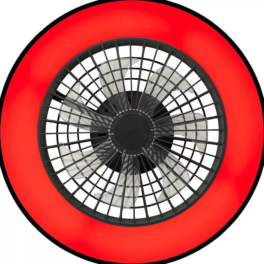 Luminaires Brilliant Ventilateur De Plafond Brilliant Mazzaro Led Noir, 1 Lumiere, Telecommandes, Changeur De Couleurs