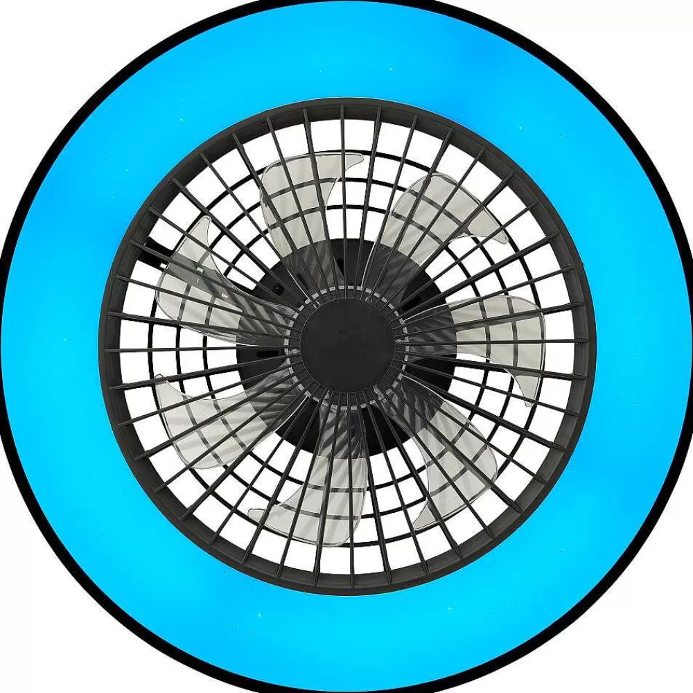 Luminaires Brilliant Ventilateur De Plafond Brilliant Mazzaro Led Noir, 1 Lumiere, Telecommandes, Changeur De Couleurs