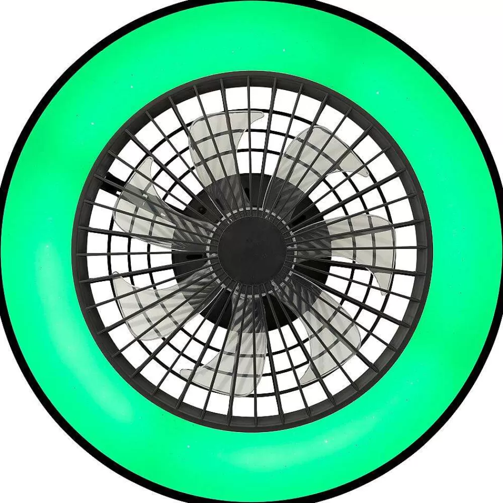 Luminaires Brilliant Ventilateur De Plafond Brilliant Mazzaro Led Noir, 1 Lumiere, Telecommandes, Changeur De Couleurs