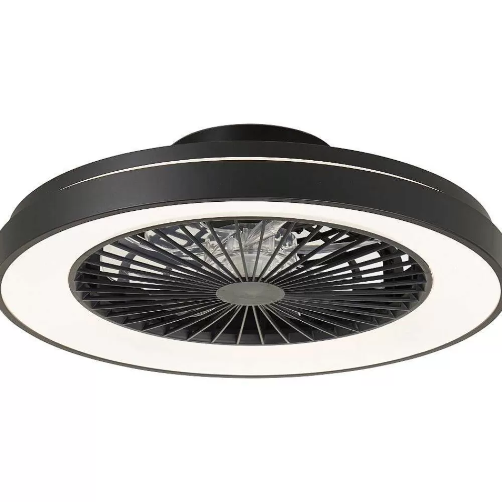 Luminaires Brilliant Ventilateur De Plafond Brilliant Mazzaro Led Noir, 1 Lumiere, Telecommandes, Changeur De Couleurs