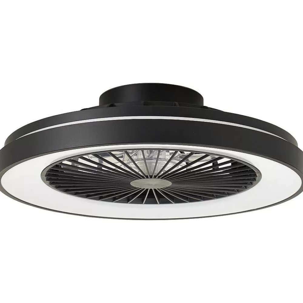 Luminaires Brilliant Ventilateur De Plafond Brilliant Mazzaro Led Noir, 1 Lumiere, Telecommandes, Changeur De Couleurs