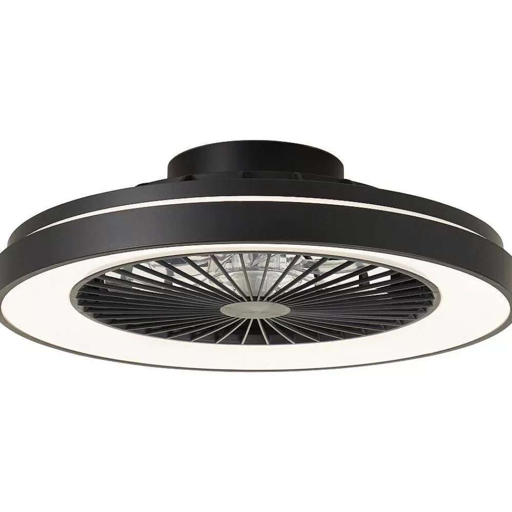 Luminaires Brilliant Ventilateur De Plafond Brilliant Mazzaro Led Noir, 1 Lumiere, Telecommandes, Changeur De Couleurs