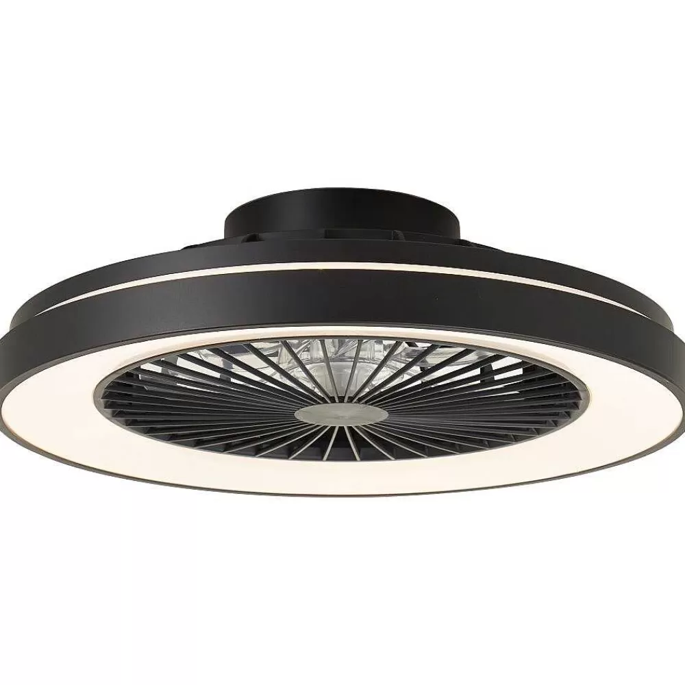 Luminaires Brilliant Ventilateur De Plafond Brilliant Mazzaro Led Noir, 1 Lumiere, Telecommandes, Changeur De Couleurs