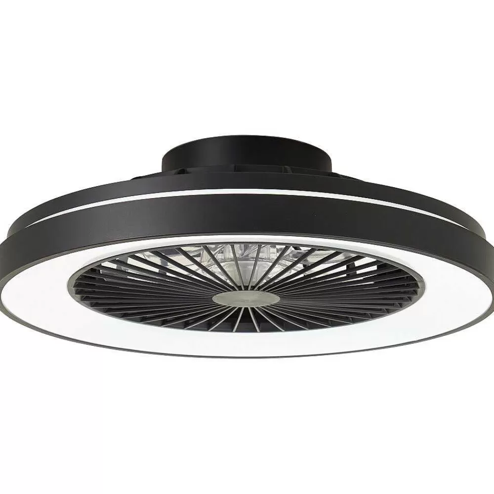 Luminaires Brilliant Ventilateur De Plafond Brilliant Mazzaro Led Noir, 1 Lumiere, Telecommandes, Changeur De Couleurs