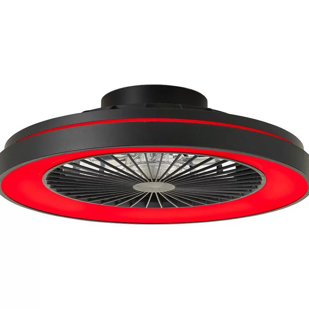 Luminaires Brilliant Ventilateur De Plafond Brilliant Mazzaro Led Noir, 1 Lumiere, Telecommandes, Changeur De Couleurs