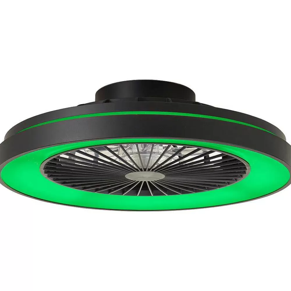Luminaires Brilliant Ventilateur De Plafond Brilliant Mazzaro Led Noir, 1 Lumiere, Telecommandes, Changeur De Couleurs