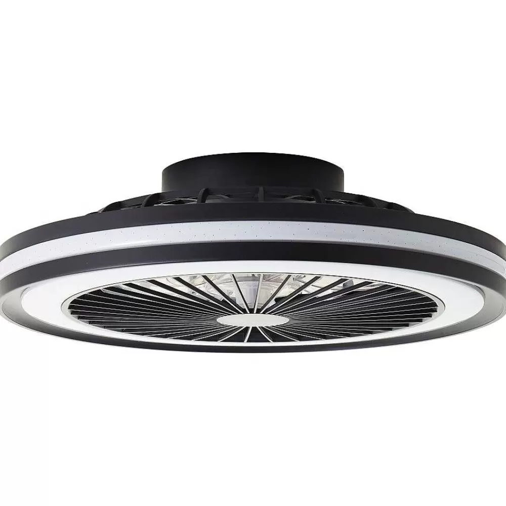 Luminaires Brilliant Ventilateur De Plafond Brilliant Palmero Noir, 1 Lumiere, Telecommandes, Changeur De Couleurs