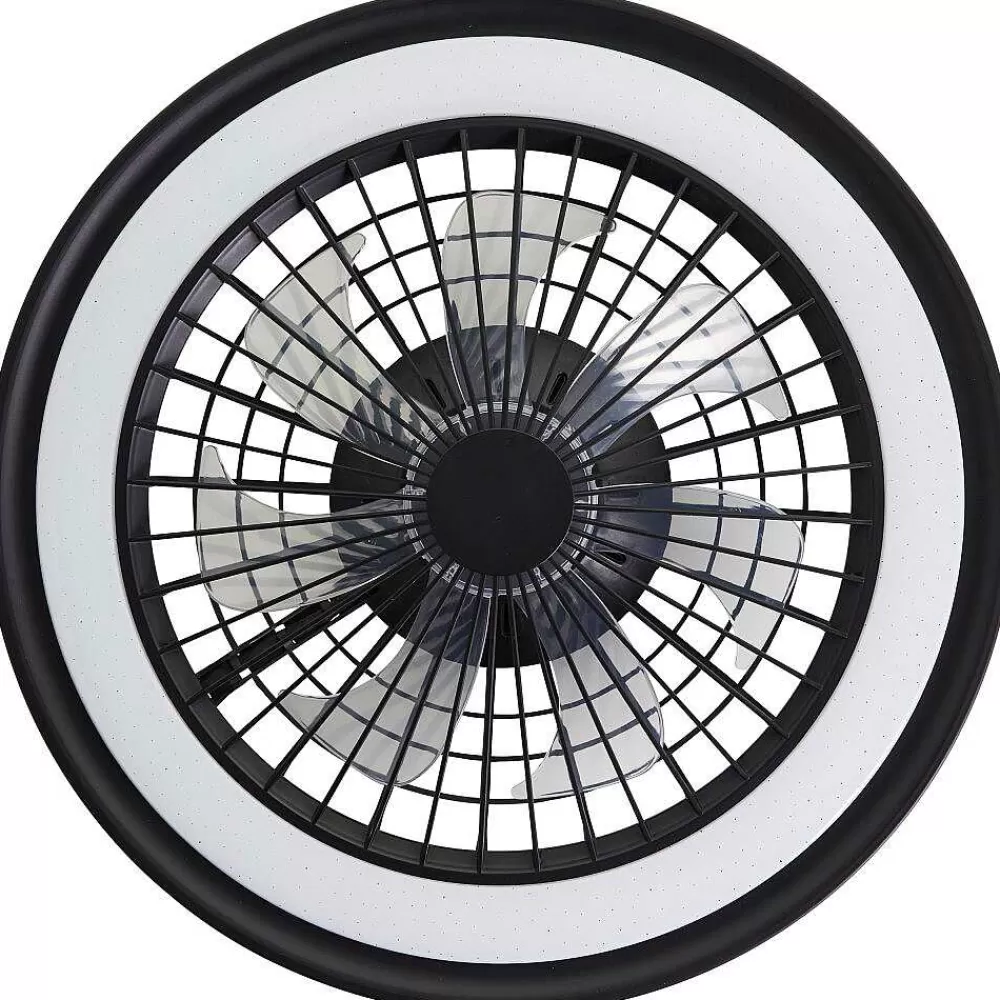 Luminaires Brilliant Ventilateur De Plafond Brilliant Palmero Noir, 1 Lumiere, Telecommandes, Changeur De Couleurs