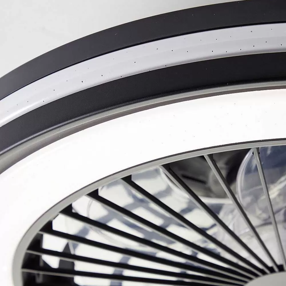 Luminaires Brilliant Ventilateur De Plafond Brilliant Palmero Noir, 1 Lumiere, Telecommandes, Changeur De Couleurs