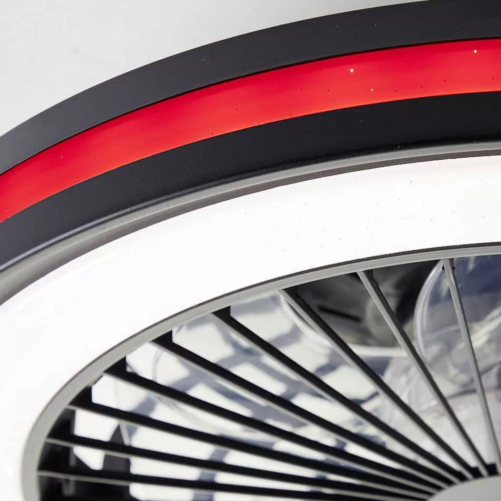 Luminaires Brilliant Ventilateur De Plafond Brilliant Palmero Noir, 1 Lumiere, Telecommandes, Changeur De Couleurs