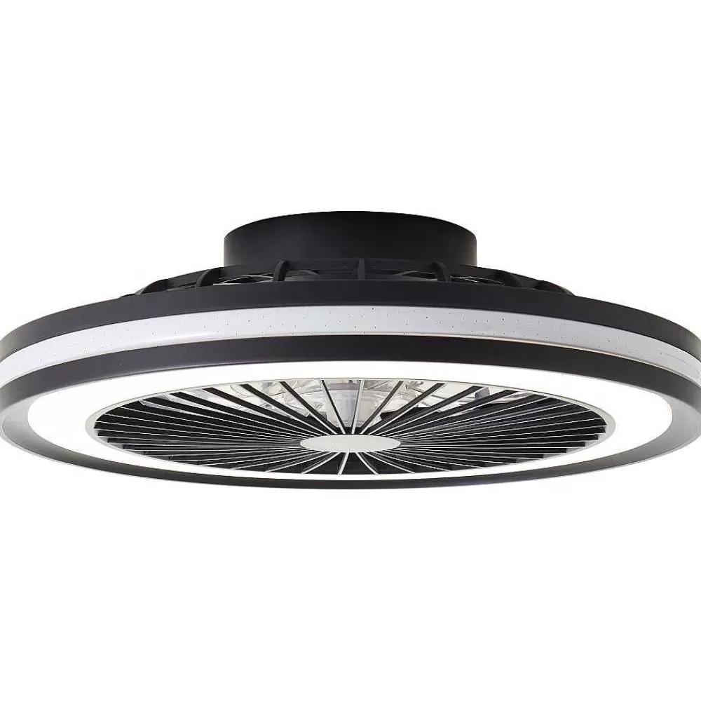 Luminaires Brilliant Ventilateur De Plafond Brilliant Palmero Noir, 1 Lumiere, Telecommandes, Changeur De Couleurs