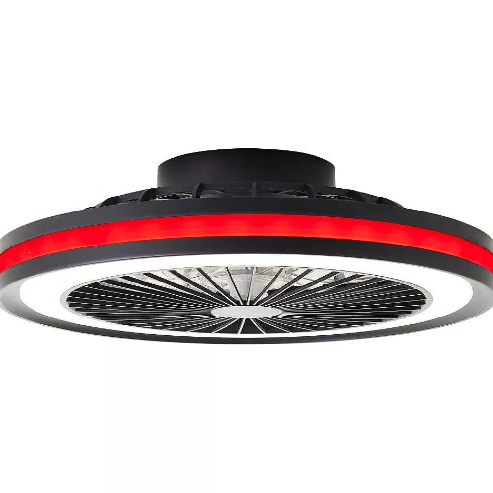 Luminaires Brilliant Ventilateur De Plafond Brilliant Palmero Noir, 1 Lumiere, Telecommandes, Changeur De Couleurs