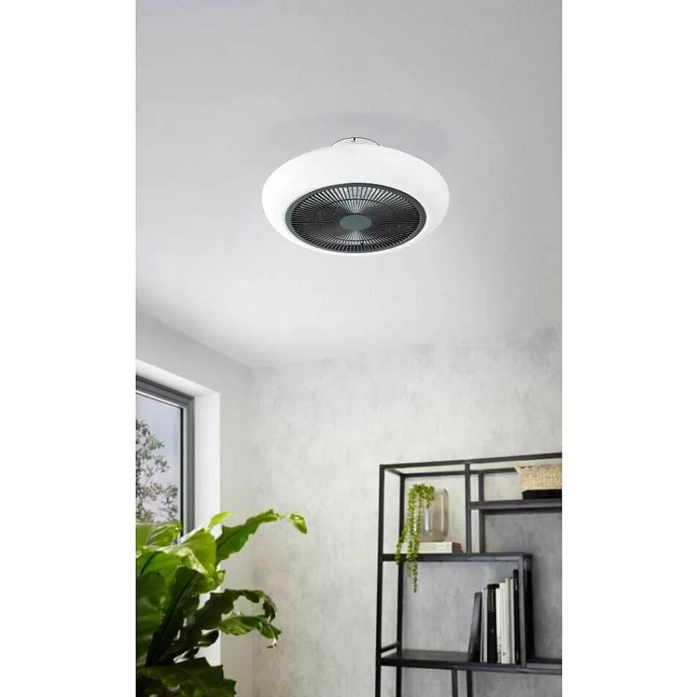 Luminaires Eglo Ventilateur De Plafond Eglo Sayulita Led Noir, Blanc, 3 Lumieres