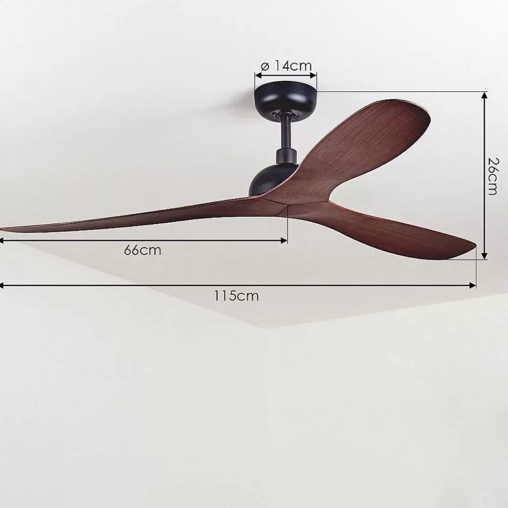 hofstein Ventilateur De Plafond Follseland Brun, Couleur Bois, Noir, Telecommandes