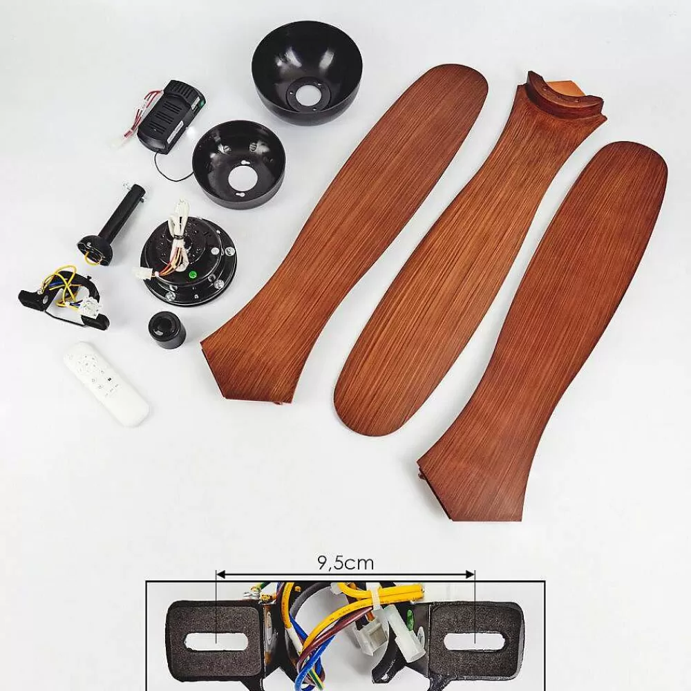 hofstein Ventilateur De Plafond Follseland Brun, Couleur Bois, Noir, Telecommandes
