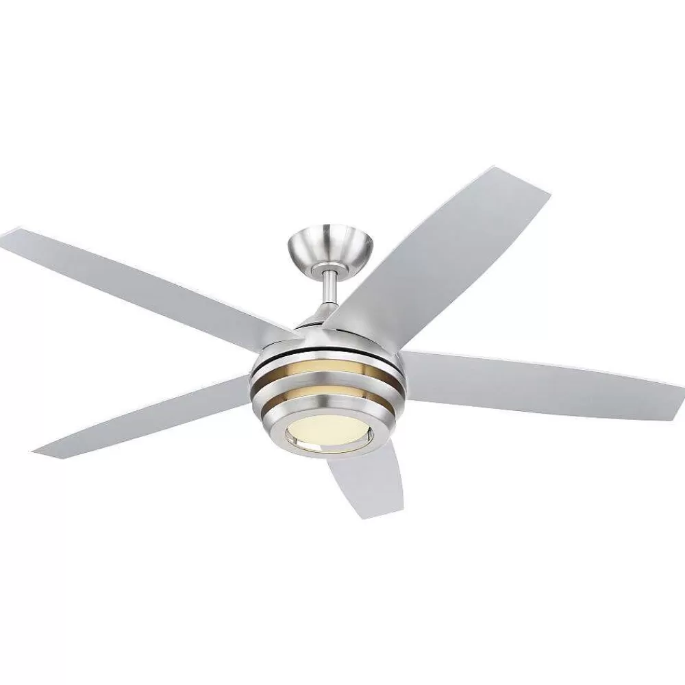Luminaires Globo Lighting Ventilateur De Plafond Globo Viviana Led Nickel Mat, 1 Lumiere, Telecommandes