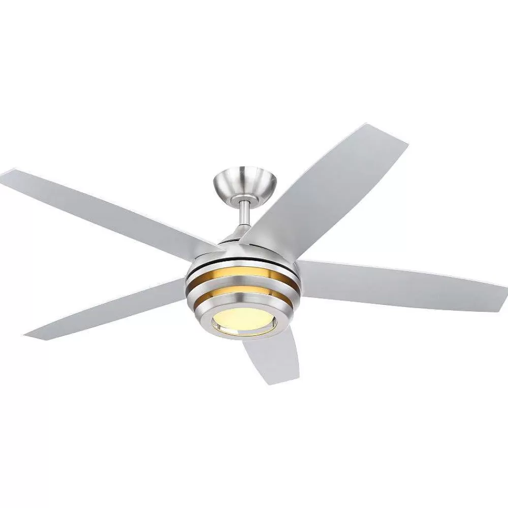 Luminaires Globo Lighting Ventilateur De Plafond Globo Viviana Led Nickel Mat, 1 Lumiere, Telecommandes