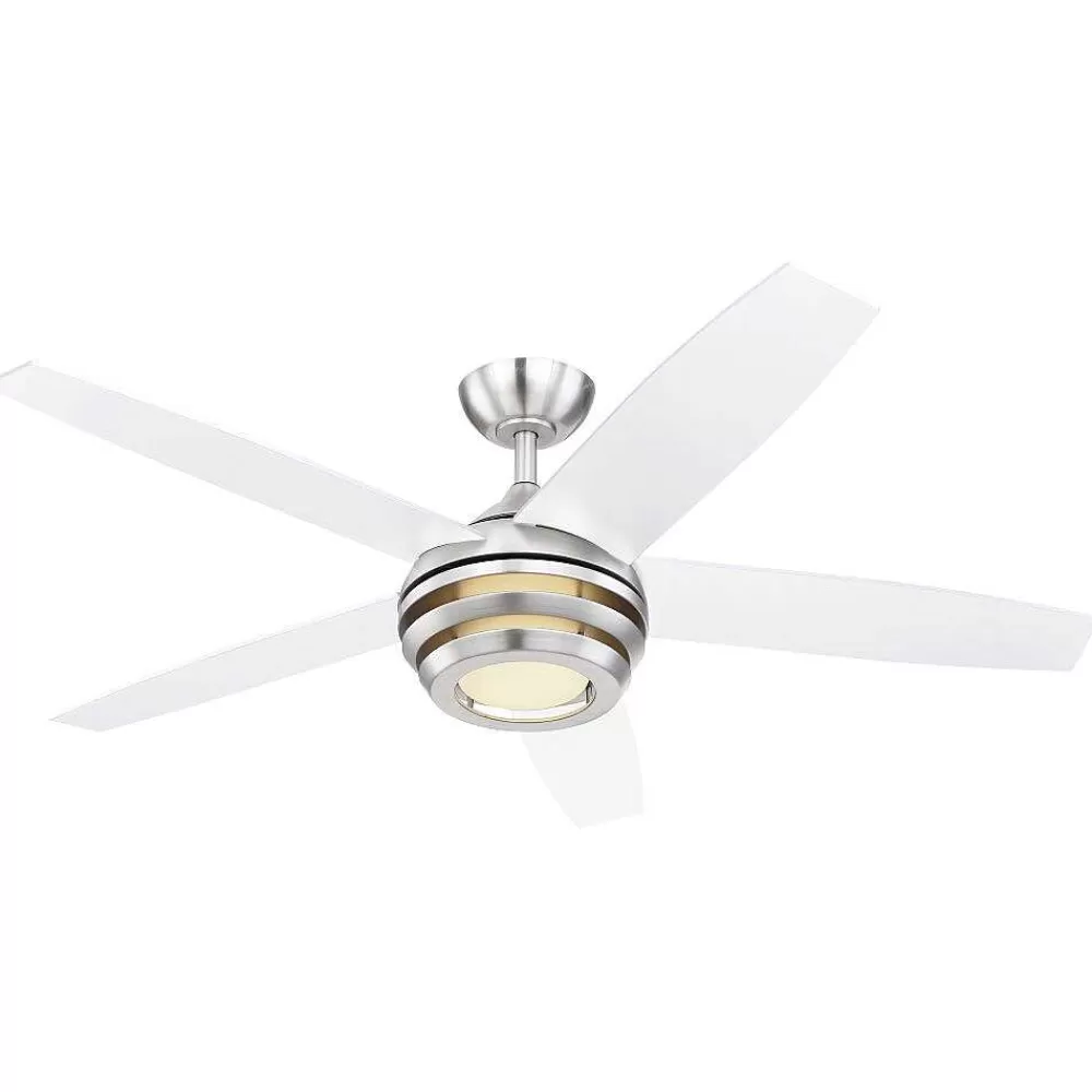 Luminaires Globo Lighting Ventilateur De Plafond Globo Viviana Led Nickel Mat, 1 Lumiere, Telecommandes