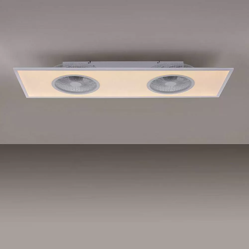 Luminaires Leuchten Direkt Ventilateur De Plafond Leuchten Direkt Flar-Air Led Blanc, 1 Lumiere, Telecommandes