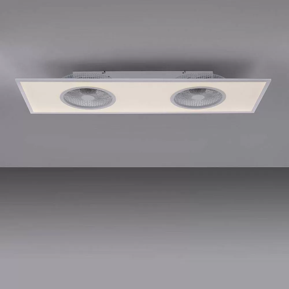 Luminaires Leuchten Direkt Ventilateur De Plafond Leuchten Direkt Flar-Air Led Blanc, 1 Lumiere, Telecommandes