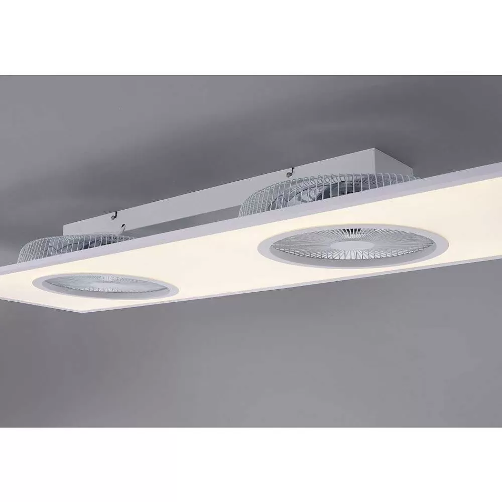Luminaires Leuchten Direkt Ventilateur De Plafond Leuchten Direkt Flar-Air Led Blanc, 1 Lumiere, Telecommandes