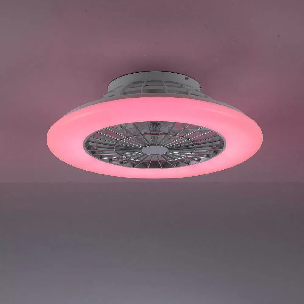 Luminaires Leuchten Direkt Ventilateur De Plafond Leuchten-Direkt Patrick Led Argente, 1 Lumiere, Telecommandes, Changeur De Couleurs