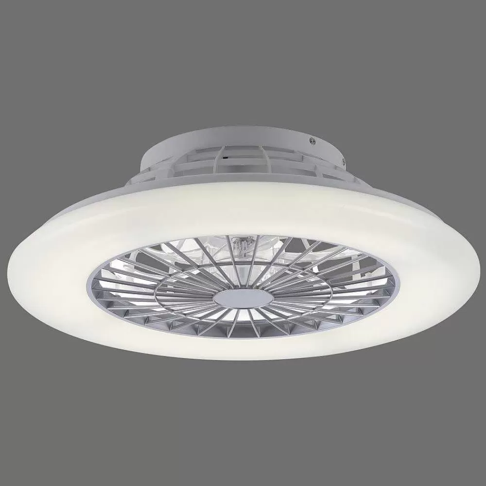 Luminaires Leuchten Direkt Ventilateur De Plafond Leuchten-Direkt Patrick Led Argente, 1 Lumiere, Telecommandes, Changeur De Couleurs