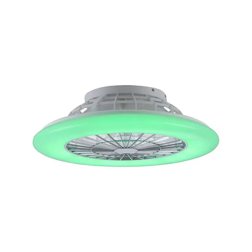 Luminaires Leuchten Direkt Ventilateur De Plafond Leuchten-Direkt Patrick Led Argente, 1 Lumiere, Telecommandes, Changeur De Couleurs
