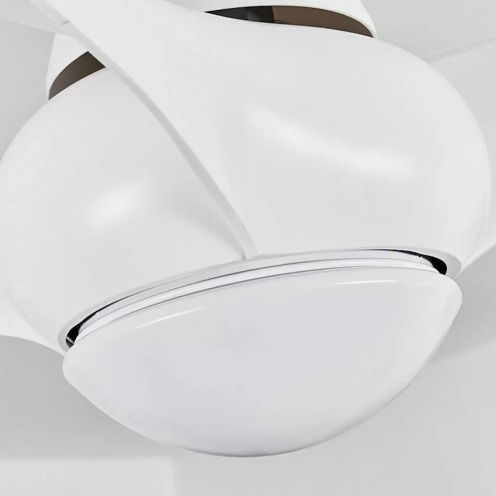 hofstein Ventilateur De Plafond Malloa Led Blanc, 1 Lumiere, Telecommandes