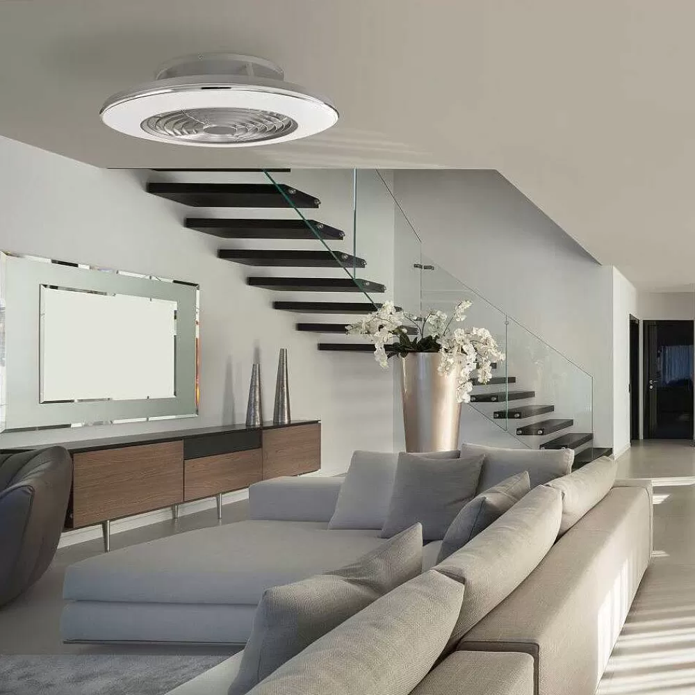 Luminaires Mantra Ventilateur De Plafond Mantra Alisio Led Chrome, Gris, 1 Lumiere, Telecommandes