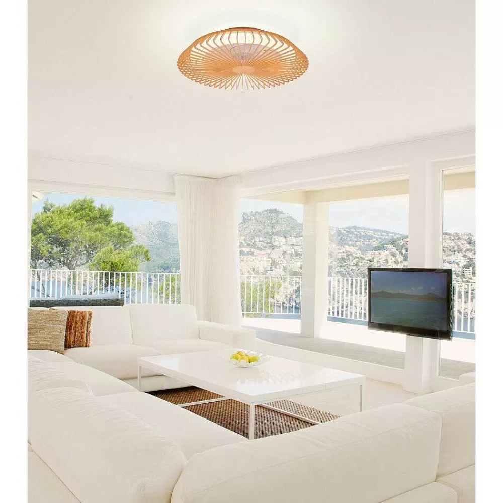 Luminaires Mantra Ventilateur De Plafond Mantra Himalaya Led Bois Clair, 1 Lumiere, Telecommandes