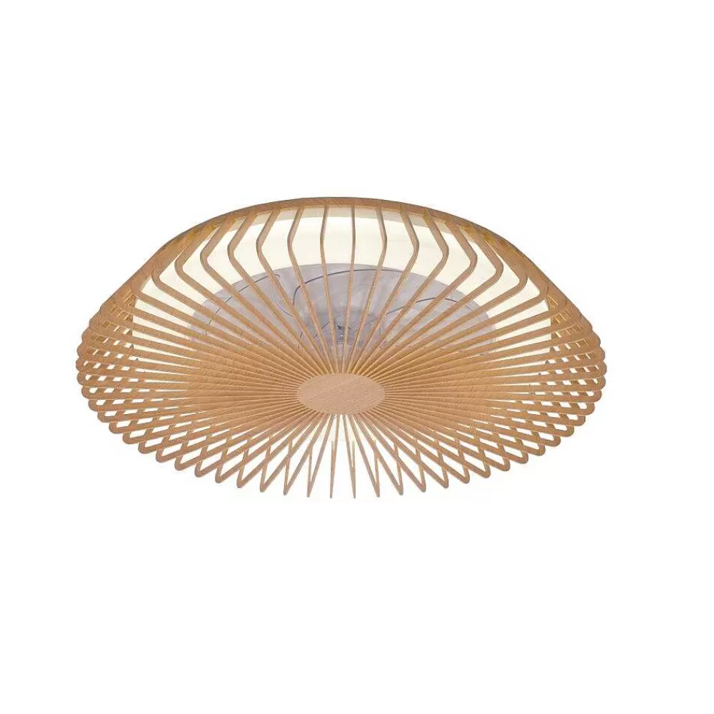 Luminaires Mantra Ventilateur De Plafond Mantra Himalaya Led Bois Clair, 1 Lumiere, Telecommandes