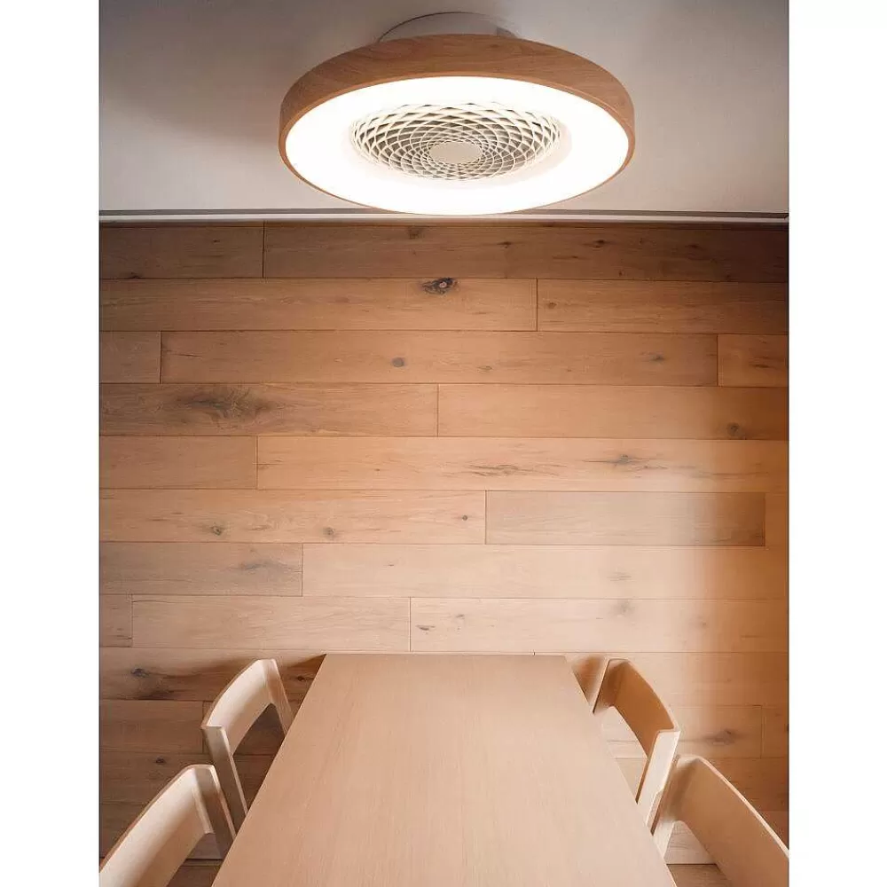 Luminaires Mantra Ventilateur De Plafond Mantra Tibet Led Bois Fonce, Blanc, 1 Lumiere, Telecommandes