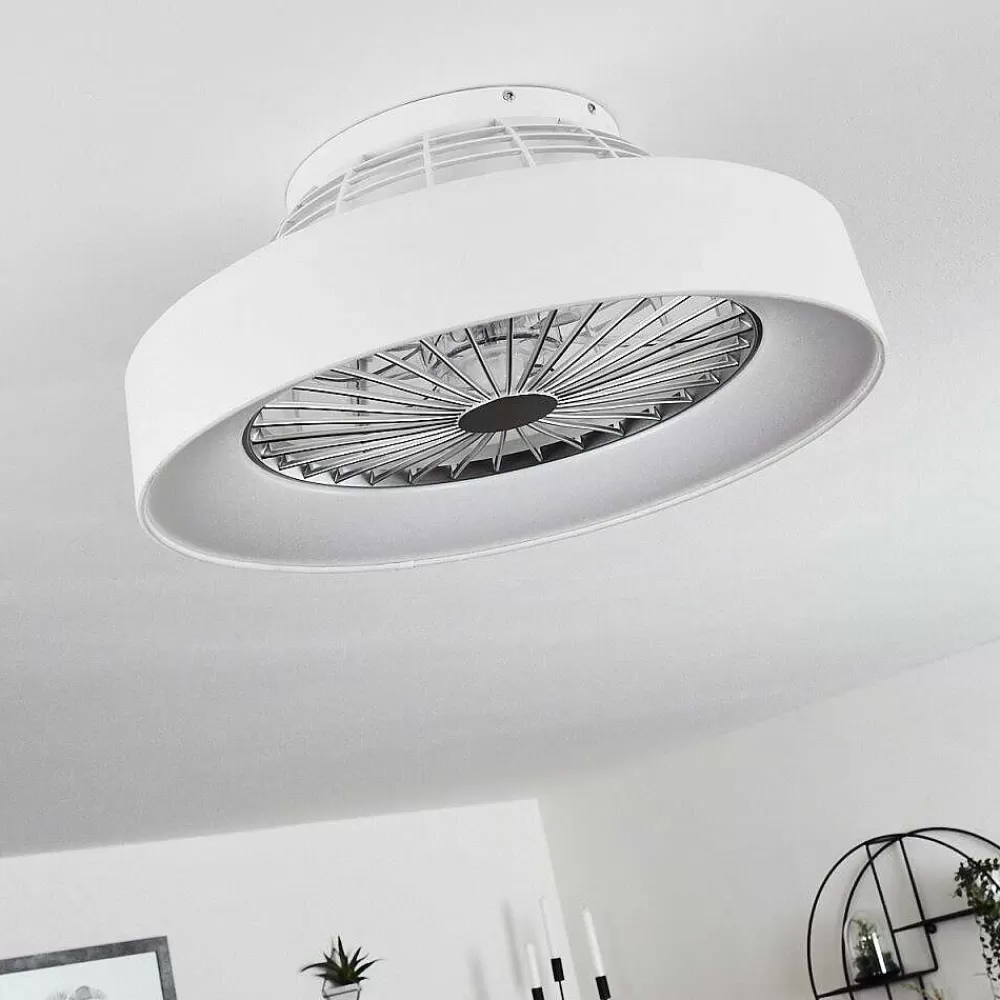 hofstein Ventilateur De Plafond Moli Led Blanc, 1 Lumiere, Telecommandes