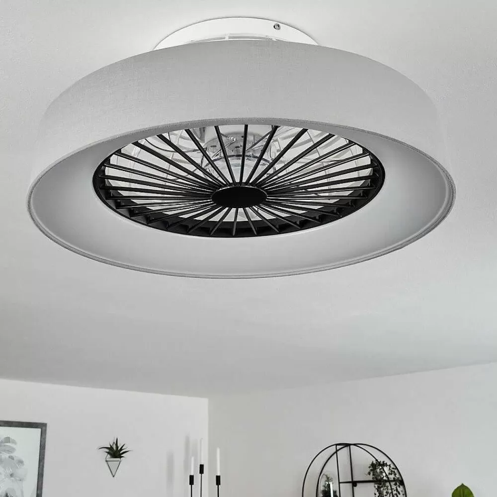 hofstein Ventilateur De Plafond Moli Led Gris, Blanc, 1 Lumiere, Telecommandes