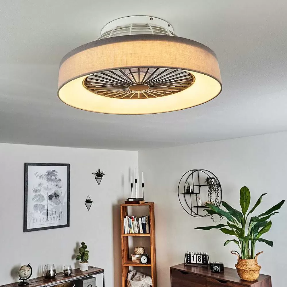 hofstein Ventilateur De Plafond Moli Led Gris, Blanc, 1 Lumiere, Telecommandes