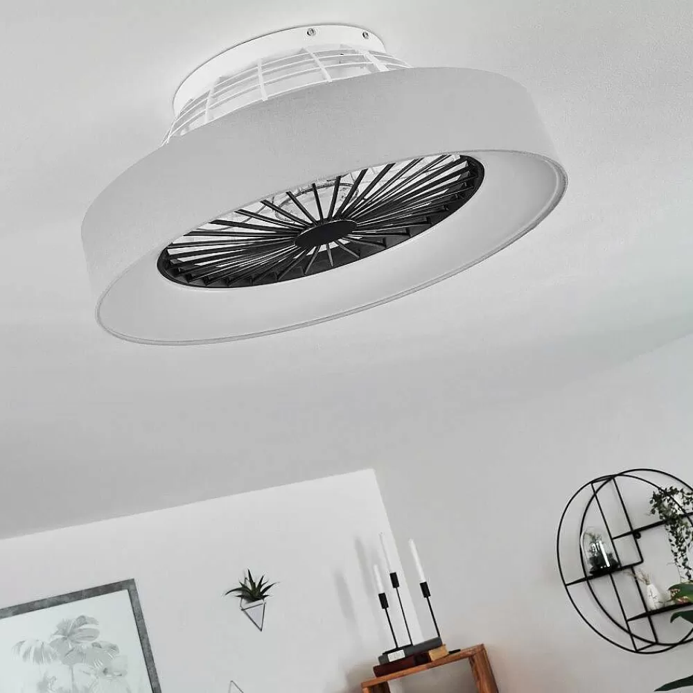 hofstein Ventilateur De Plafond Moli Led Gris, Blanc, 1 Lumiere, Telecommandes