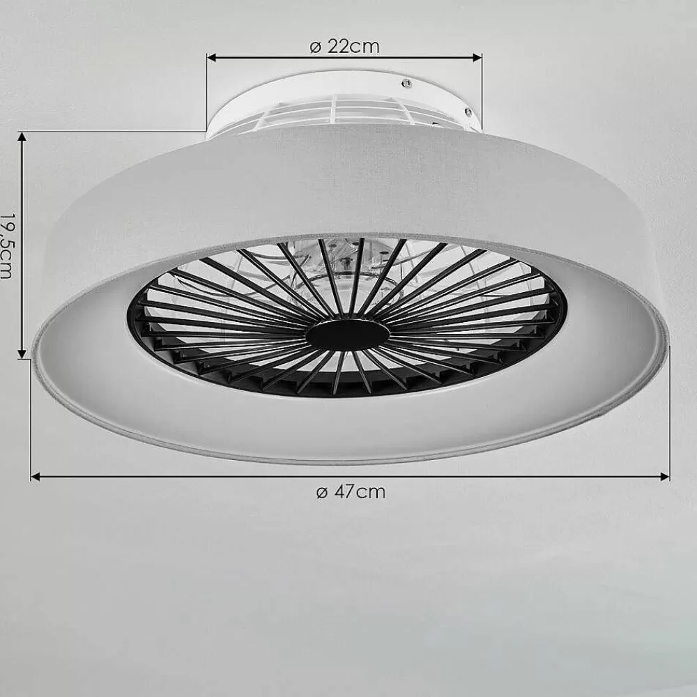 hofstein Ventilateur De Plafond Moli Led Gris, Blanc, 1 Lumiere, Telecommandes