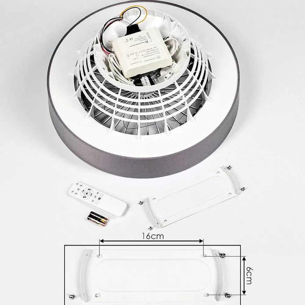 hofstein Ventilateur De Plafond Moli Led Gris, Blanc, 1 Lumiere, Telecommandes