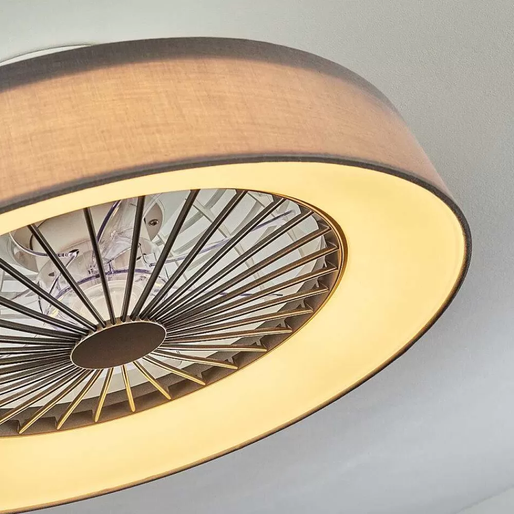 hofstein Ventilateur De Plafond Moli Led Gris, Blanc, 1 Lumiere, Telecommandes