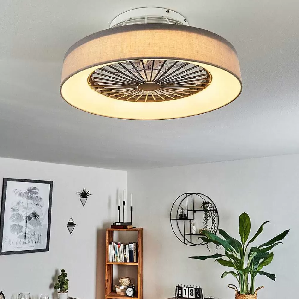 hofstein Ventilateur De Plafond Moli Led Gris, Blanc, 1 Lumiere, Telecommandes