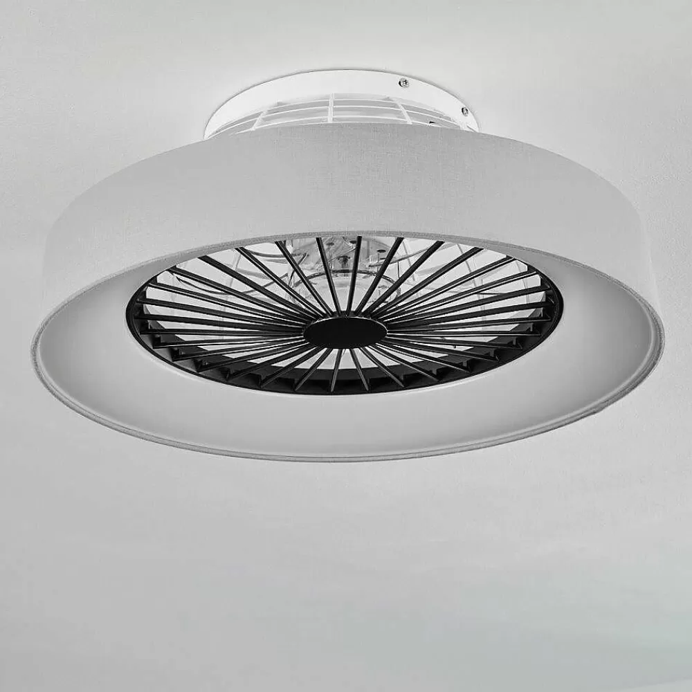 hofstein Ventilateur De Plafond Moli Led Gris, Blanc, 1 Lumiere, Telecommandes