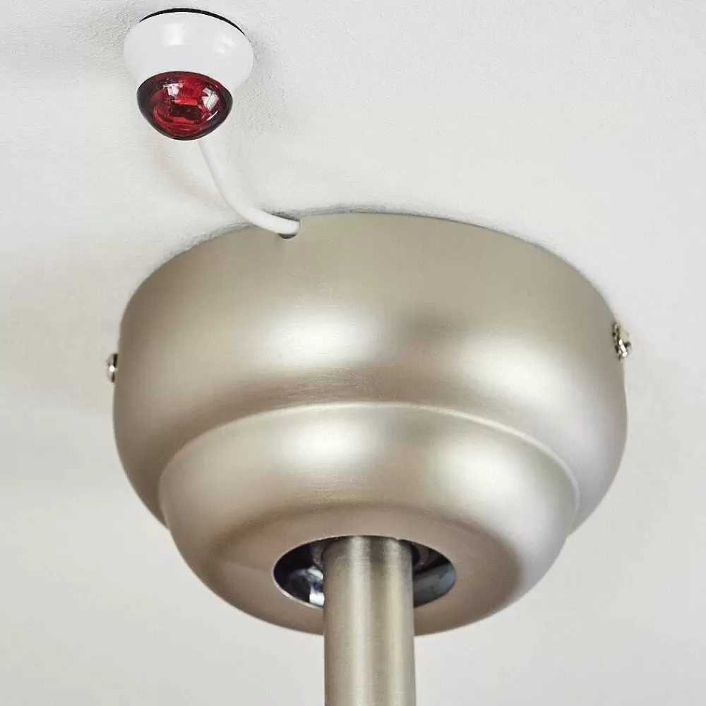 hofstein Ventilateur De Plafond Morino Ecru, Nickel Mat, 2 Lumieres, Telecommandes